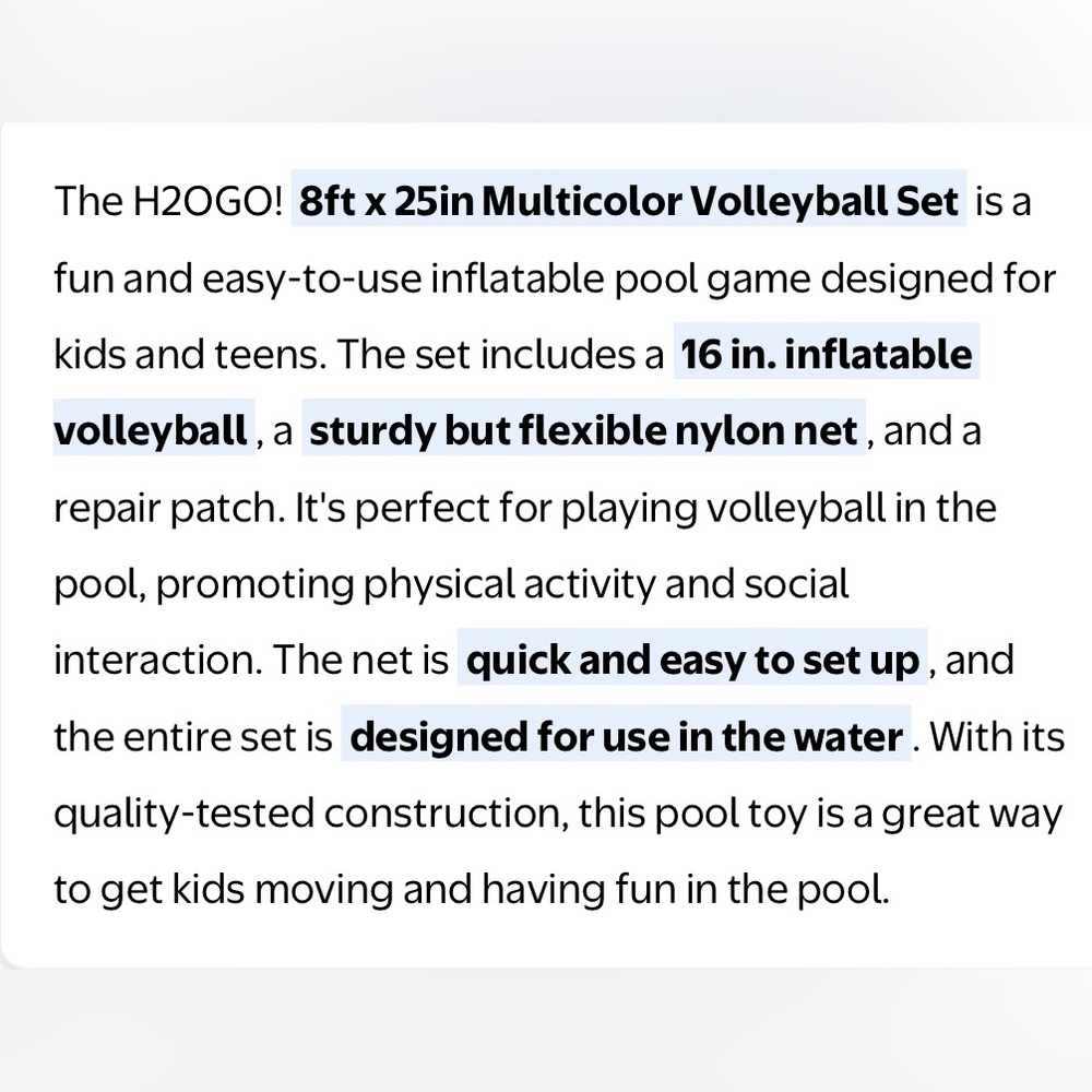 H2O GO! Inflatable Pool Volleyball Set - Picture 3 of 3